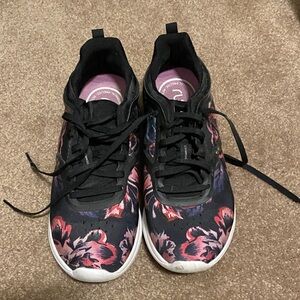 Ryka Black and Pink Floral Sneakers